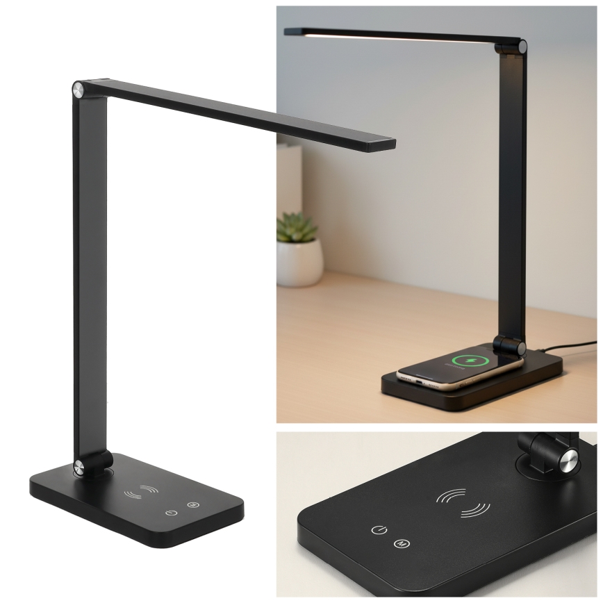Brilagi - Lampe de table tactile LED dimmable avec charge sans fil QI MODO CHARGE LED/7W/5V 3000/4000/6000K noire