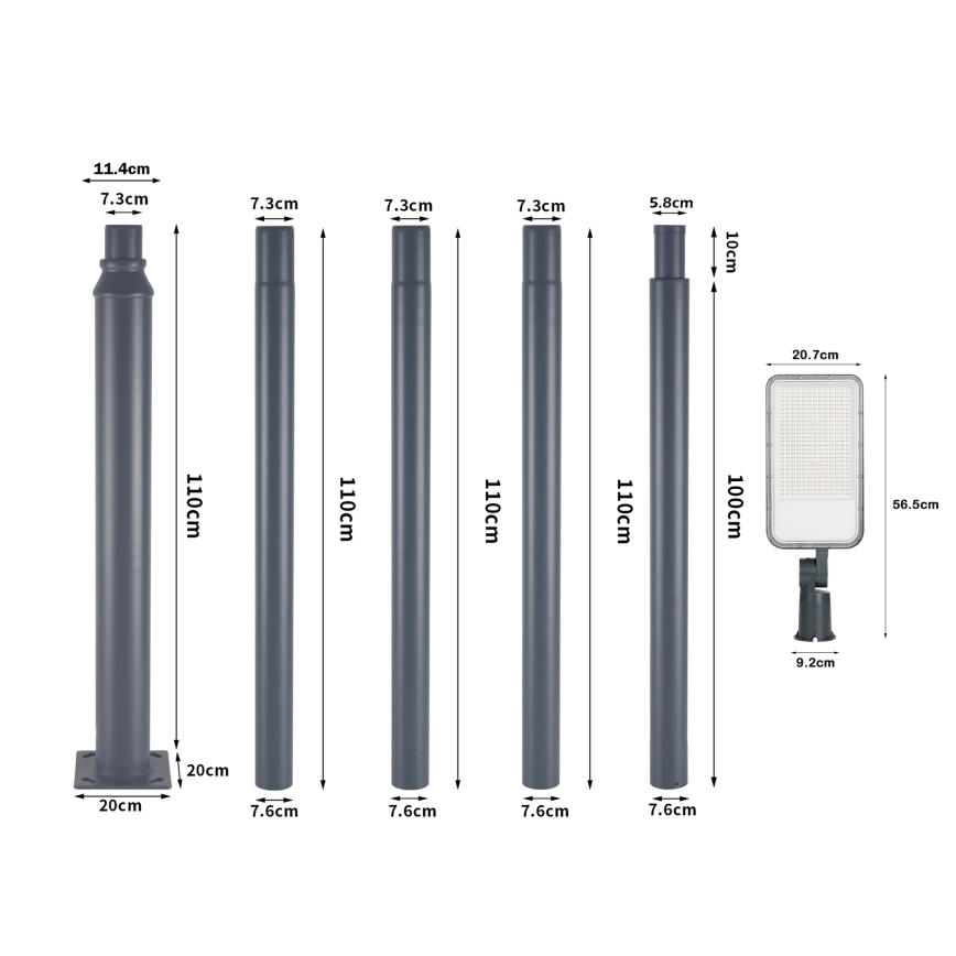 Brilagi - Lampadaire de rue LED d'extérieur avec mât articulé 5 m URBANLIGHT LED/200W/230V anthracite IP65