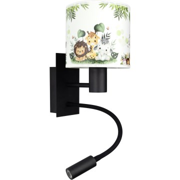 Brilagi - LED lampe murale flexible pour enfants BOBO 1xE27/25W/230V + LED/3W noir/blanc/vert/jungle