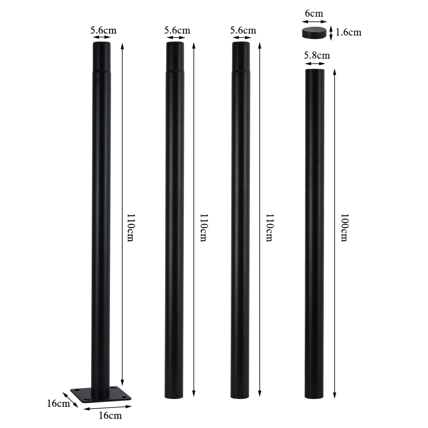 Brilagi - Lampione stradale LED da esterno con palo da 4 m URBANSPARK LED/120W/230V nero IP65