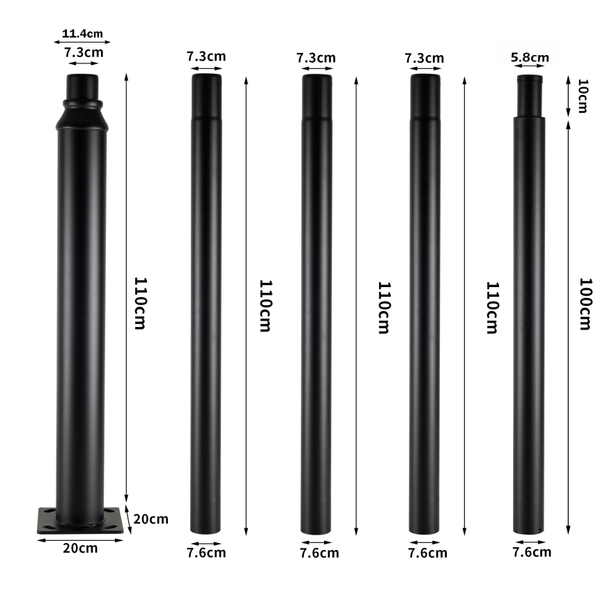 Brilagi - Lampada stradale per esterni con palo da 5 m URBANSPARK LED/120W/230V nera IP65