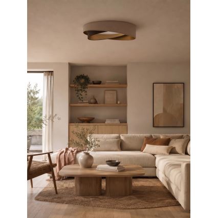 BRILAGI - Dimmbare LED-Deckenleuchte VELVET TWIST LED/36W/230V 3000-6000K Ø 65 cm Wi-Fi Tuya Beacon beige/braun/gold + Fernbedienung