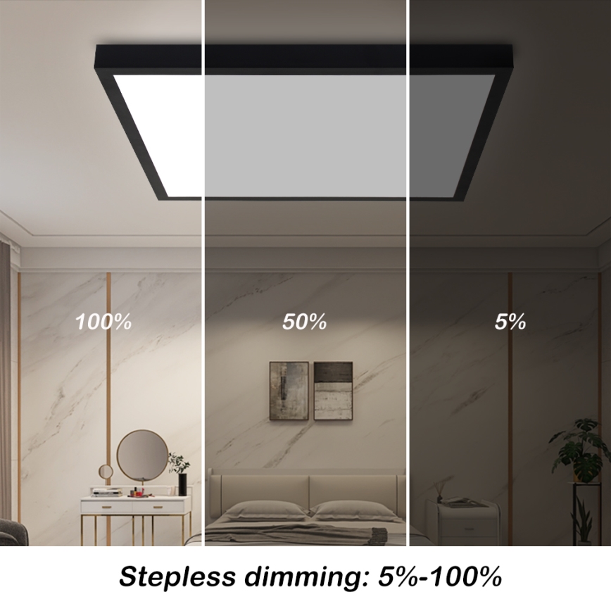 Brilagi - Plafonnier LED dimmable pour salle de bains FRAME SMART LED/50W/230V 60x60 cm 3000-6000K IP44 noir + télécommande