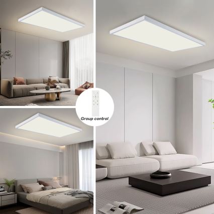 Brilagi - Plafonnier LED dimmable pour salle de bains FRAME SMART LED/96W/230V 120x60 cm 3000-6000K IP44 blanc + télécommande