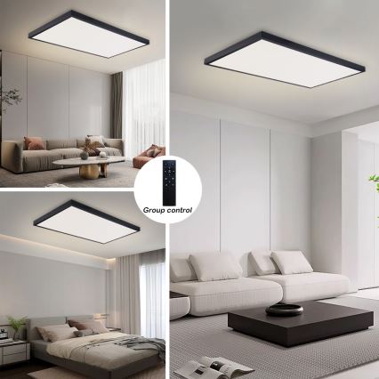 Brilagi - Plafonnier de salle de bains LED dimmable FRAME SMART LED/96W/230V 120x60 cm 3000-6000K IP44 noir + télécommande