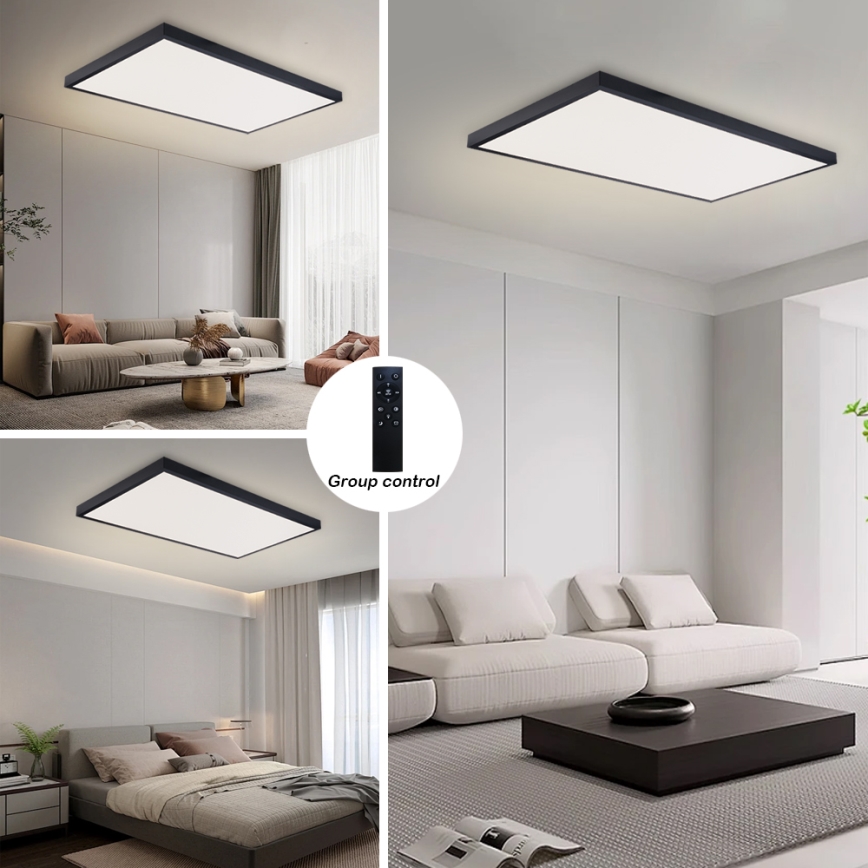 Brilagi - Plafonnier de salle de bains LED dimmable FRAME SMART LED/96W/230V 120x60 cm 3000-6000K IP44 noir + télécommande