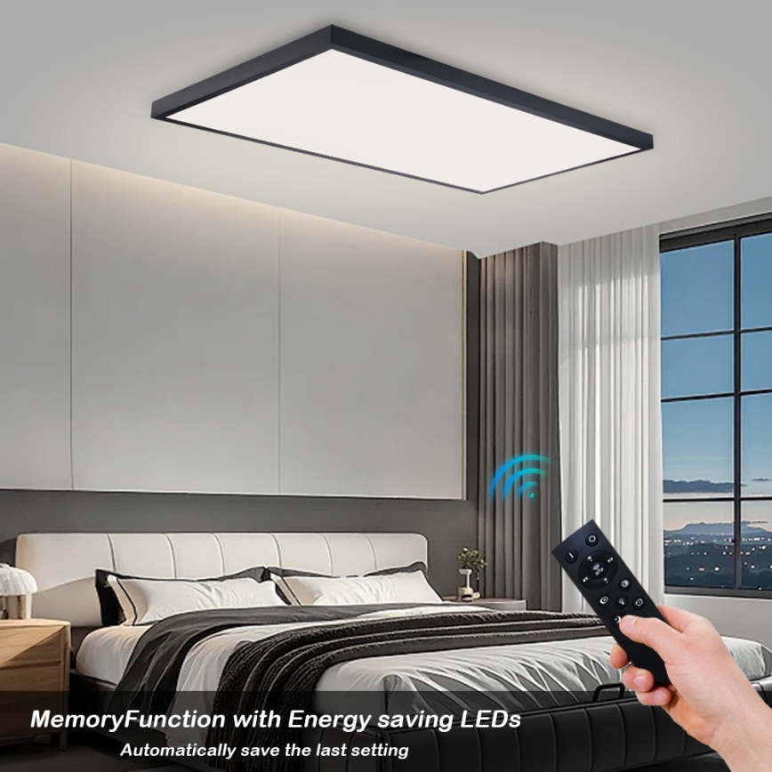Brilagi - Plafonnier de salle de bains LED dimmable FRAME SMART LED/96W/230V 120x60 cm 3000-6000K IP44 noir + télécommande