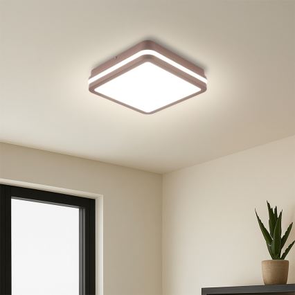 Brilagi - Plafonnier LED d'extérieur avec détecteur BENE LED/18W/230V 21,5x21,5 cm brun IP54