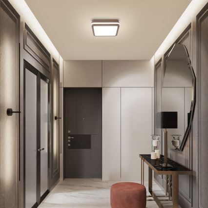 Brilagi - Plafonnier LED d'extérieur avec détecteur BENE LED/18W/230V 21,5x21,5 cm brun IP54