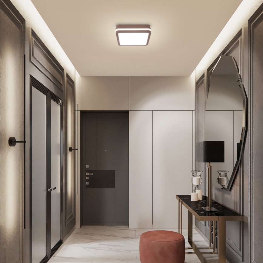 Brilagi - Plafonnier LED d'extérieur avec détecteur BENE LED/18W/230V 21,5x21,5 cm brun IP54