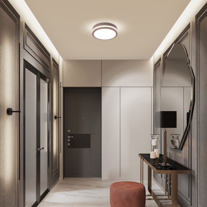 Brilagi - Plafonnier extérieur LED avec détecteur BENE LED/18W/230V Ø 21,5 cm marron IP54