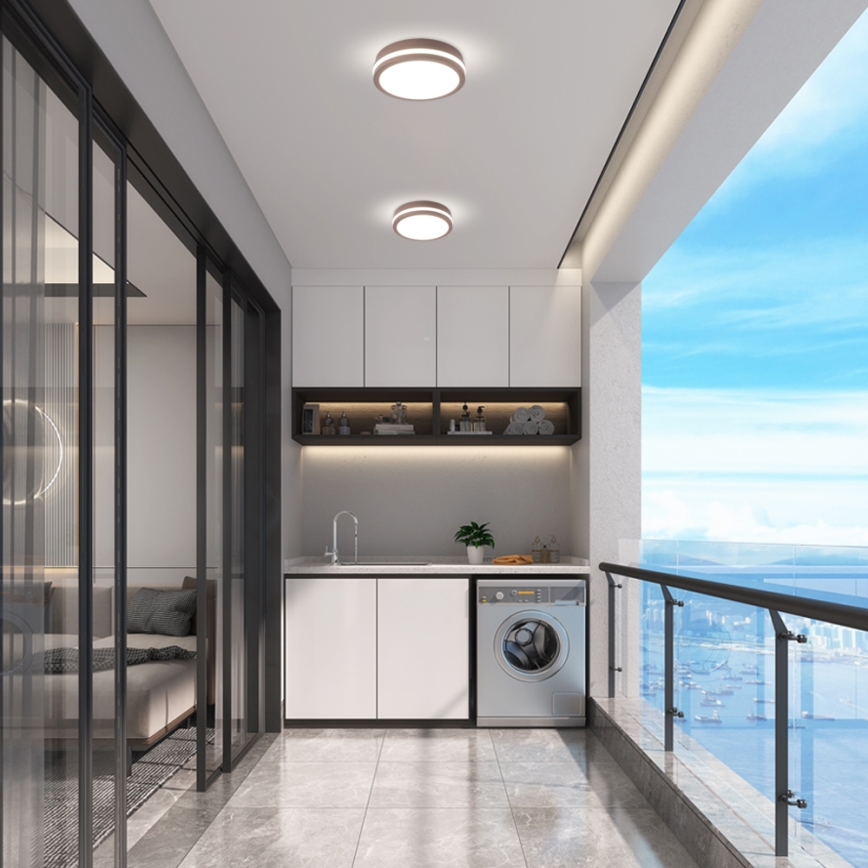 Brilagi - Plafonnier extérieur LED avec détecteur BENE LED/18W/230V Ø 21,5 cm marron IP54