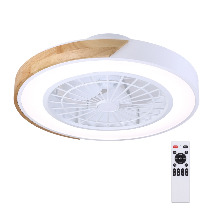 Brilagi - Plafonnier LED dimmable avec ventilateur LED/30W/230V 3000-6500K Ø 50 cm blanc/chêne + télécommande
