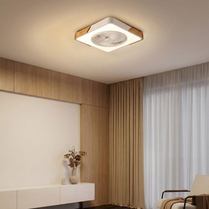Brilagi - Plafonnier LED dimmable avec ventilateur LED/30W/230V 3000-6500K blanc/chêne + télécommande