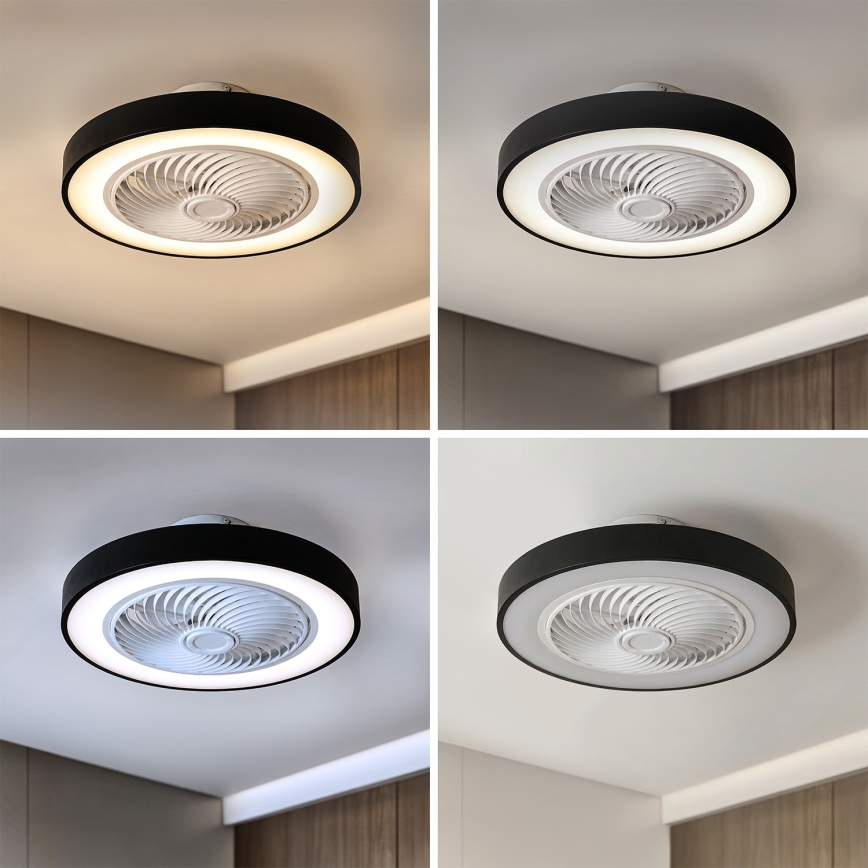 Brilagi - Plafonnier LED dimmable avec ventilateur LED/30W/230V 3000-6500K Ø 50 cm noir + télécommande