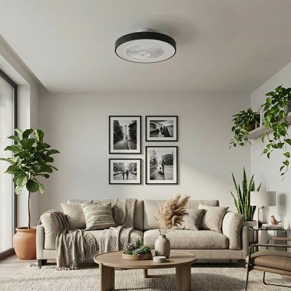 Brilagi - Plafonnier LED dimmable avec ventilateur LED/30W/230V 3000-6500K Ø 50 cm noir + télécommande