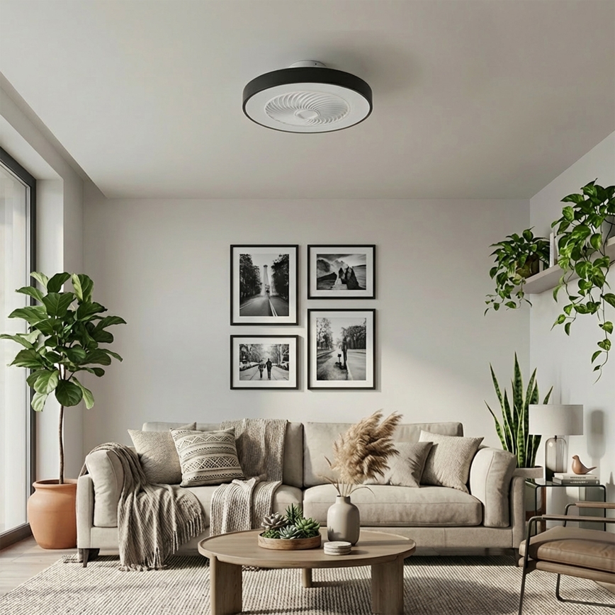 Brilagi - Plafonnier LED dimmable avec ventilateur LED/30W/230V 3000-6500K Ø 50 cm noir + télécommande