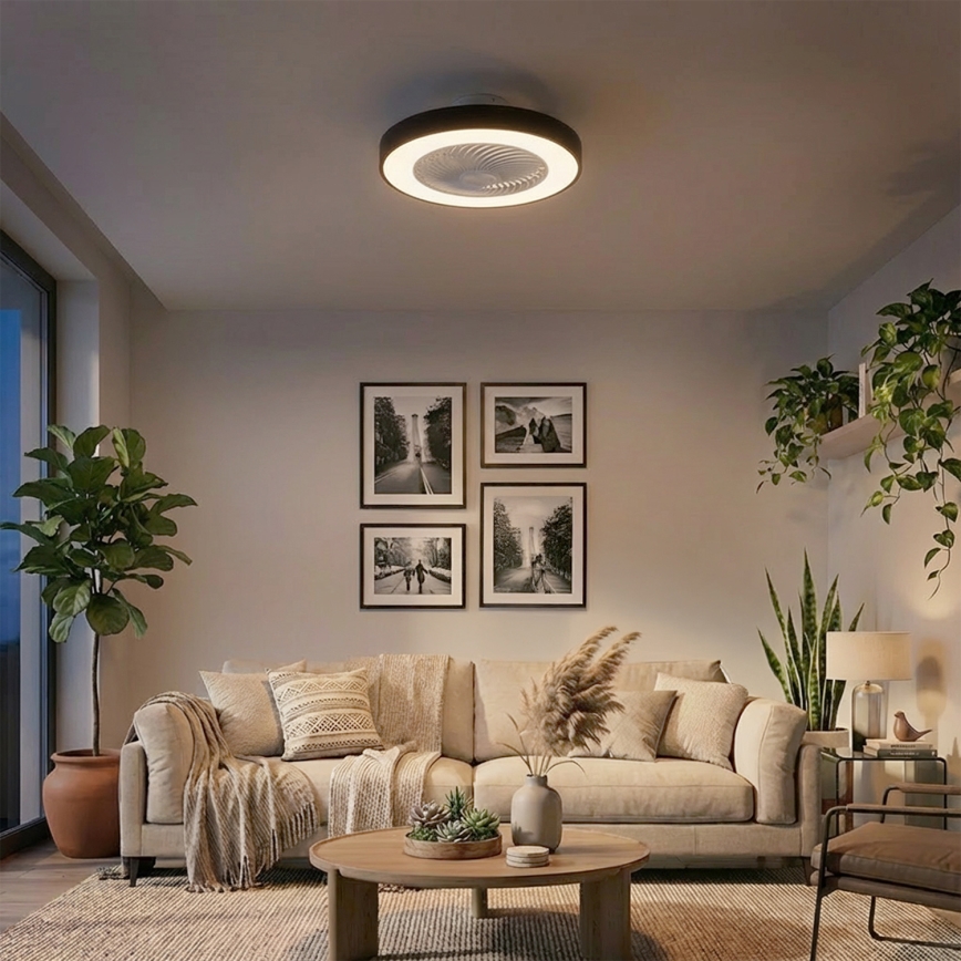 Brilagi - Plafonnier LED dimmable avec ventilateur LED/30W/230V 3000-6500K Ø 50 cm noir + télécommande