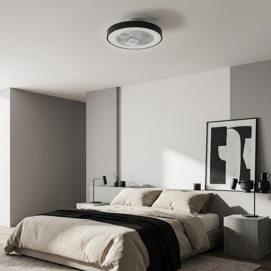 Brilagi - Plafonnier LED dimmable avec ventilateur LED/30W/230V 3000-6500K Ø 50 cm noir + télécommande