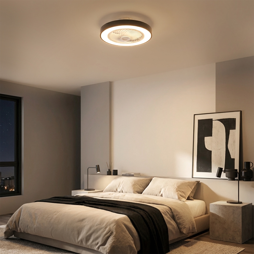 Brilagi - Plafonnier LED dimmable avec ventilateur LED/30W/230V 3000-6500K Ø 50 cm noir + télécommande