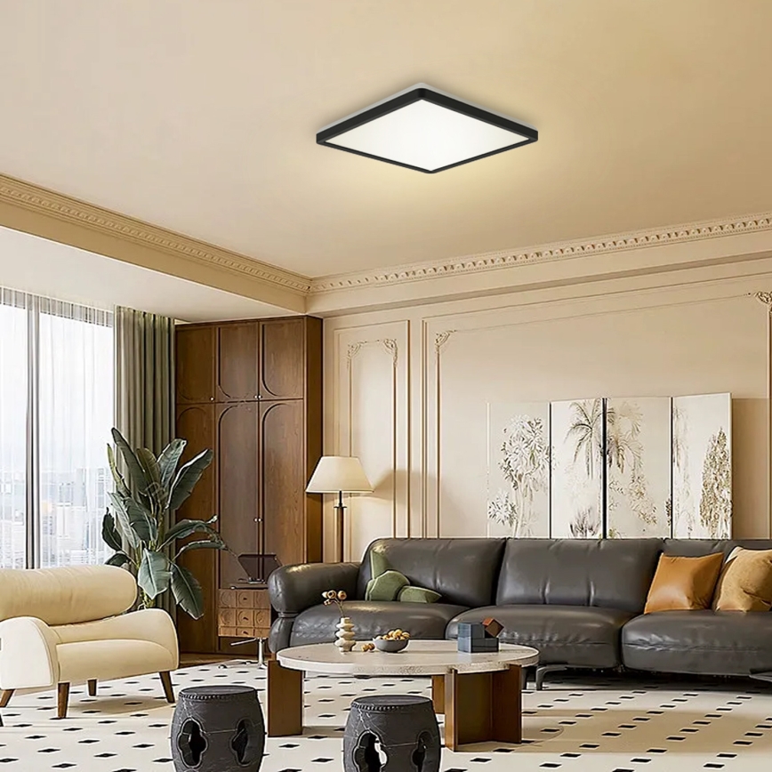 Brilagi - Luminaire LED dimmable avec capteur de mouvement et crépuscule ULTRA SLIM LED/18W/230V 30x30 cm + télécommande