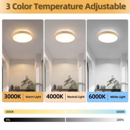 Brilagi - Plafonnier LED dimmable GLASS POOL DOUBLE LED/48W/230V 3000-6000K 40 cm décor bois + télécommande