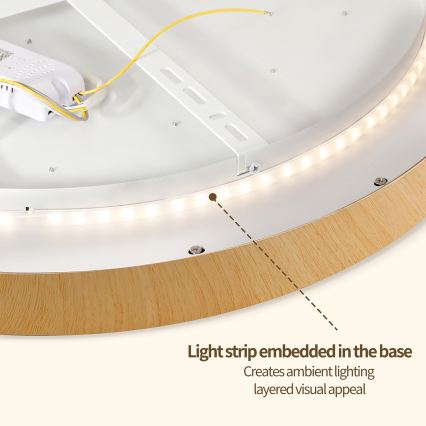 Brilagi - Plafonnier LED dimmable GLASS POOL DOUBLE LED/48W/230V 3000-6000K 40 cm décor bois + télécommande