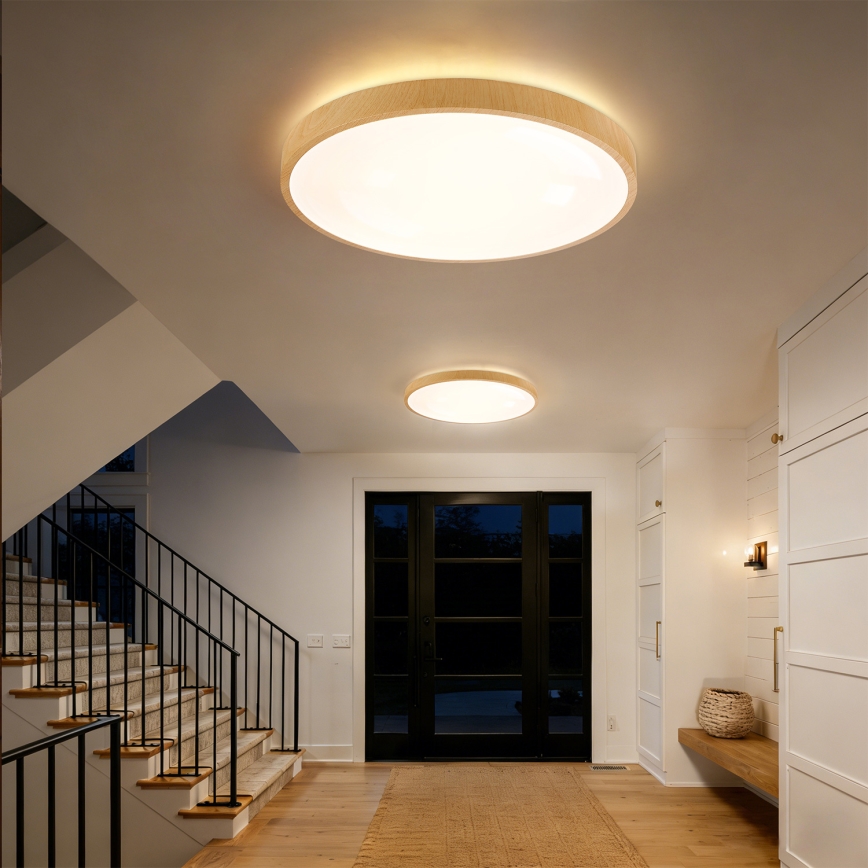 Brilagi - Plafonnier LED dimmable GLASS POOL DOUBLE LED/80W/230V 3000-6000K 60 cm décor bois + télécommande