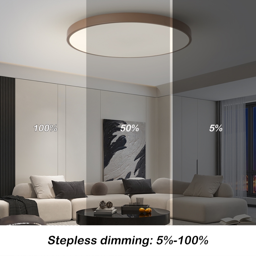 Brilagi - Luminaire LED dimmable POOL SMART LED/100W/230V Ø 80 cm Wi-Fi Tuya + télécommande marron