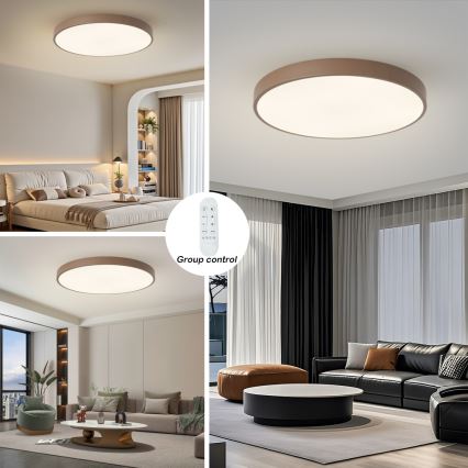 Brilagi - Luminaire LED dimmable POOL SMART LED/100W/230V Ø 80 cm Wi-Fi Tuya + télécommande marron