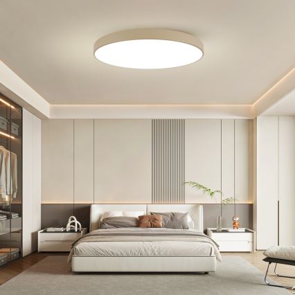 Brilagi - Plafonnier LED dimmable POOL SMART LED/128W/230V 3000-6000K 100 cm beige Wi-Fi Tuya + télécommande