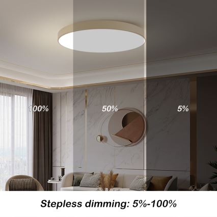 Brilagi - Plafonnier LED dimmable POOL SMART LED/128W/230V 3000-6000K 100 cm beige Wi-Fi Tuya + télécommande