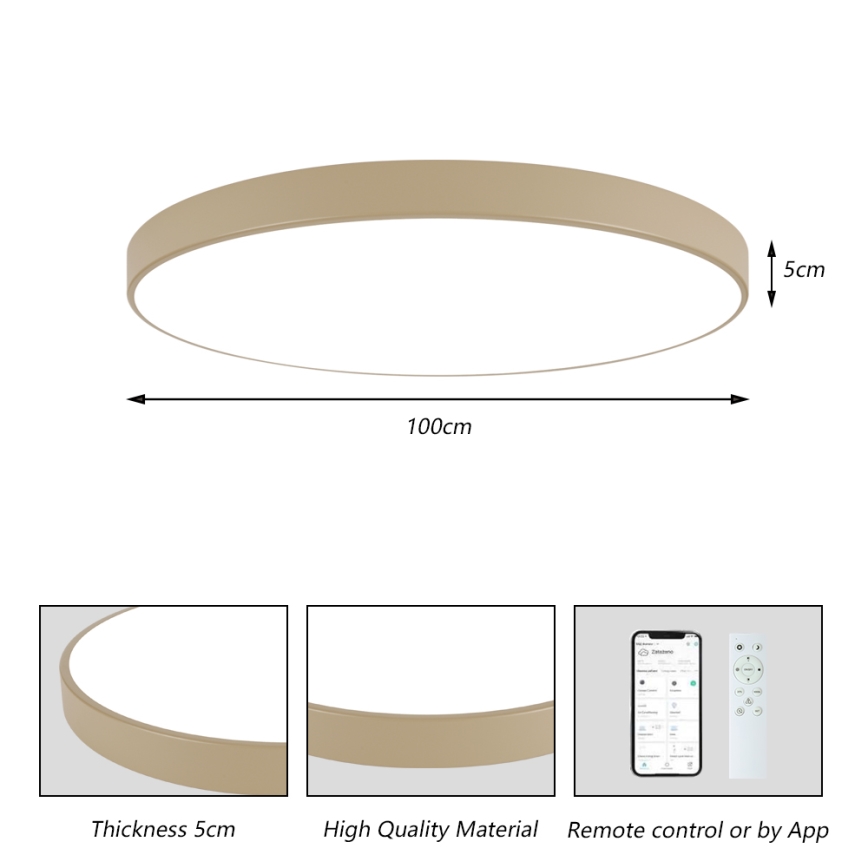 Brilagi - Plafonnier LED dimmable POOL SMART LED/128W/230V 3000-6000K 100 cm beige Wi-Fi Tuya + télécommande