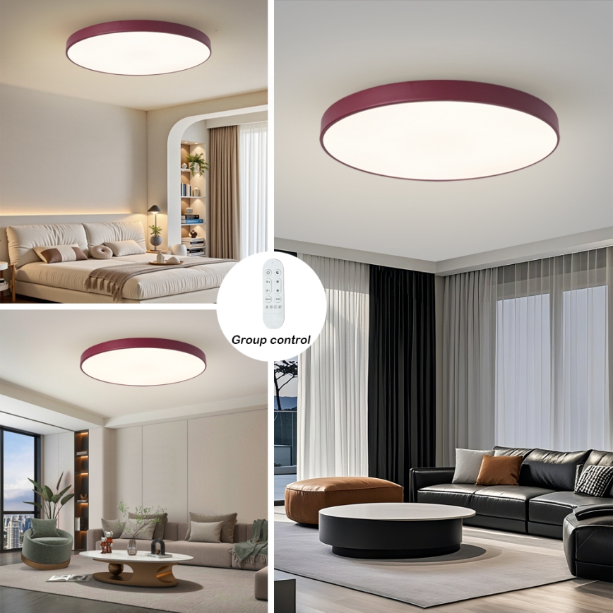 Brilagi - Luminaire LED dimmable POOL SMART LED/128W/230V Ø 100 cm 3000–6000K Wi‑Fi Tuya + télécommande bordeaux