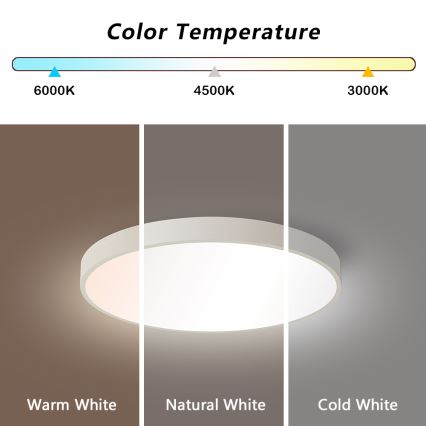 Brilagi - Plafonnier LED dimmable POOL SMART LED/48W/230V 40 cm 3000-6000K Wi-Fi Tuya + télécommande blanc