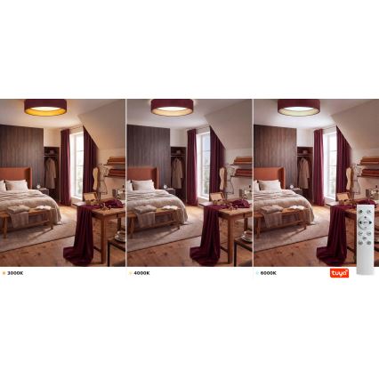 Brilagi - Plafonnier LED dimmable VELVET SMARTIX STARS LED/24W/230V 3000-6000K Ø 45 cm bordeaux/doré Wi-Fi Tuya Beacon + télécommande