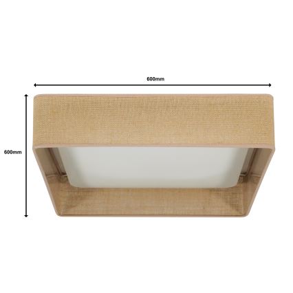 Brilagi - Plafonnier LED dimmable VELVET SQUARE SMART LED/36W/230V 60x60 cm 2700-6500K Wi-Fi Tuya + télécommande marron