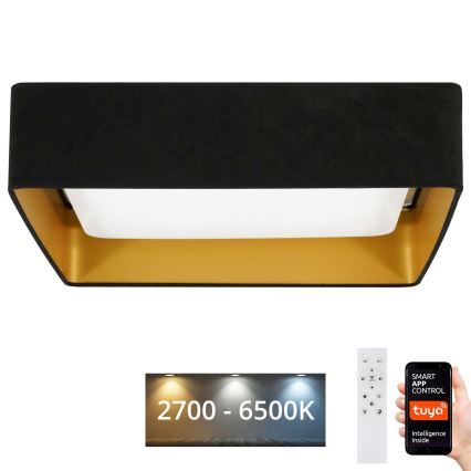 Plafonnier LED dimmable VELVET SQUARE SMART LED/36W/230V 60x60 cm 2700-6500K Wi-Fi Tuya + télécommande noir