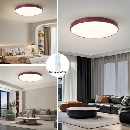 Brilagi - Luminaire LED dimmable POOL SMART LED/100W/230V Ø 80 cm Wi-Fi Tuya + télécommande bordeaux