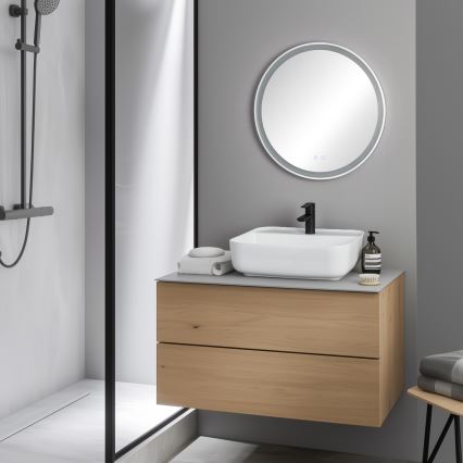 Brilagi - Miroir chauffant de salle de bains LED dimmable avec rétroéclairage ALU PRO LED/18W/230V Ø 60 cm 3000/4000/6500K IP44 chrome mat CRI 90