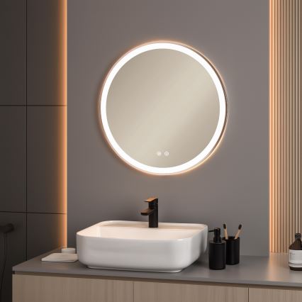 Brilagi - Miroir chauffant de salle de bains LED dimmable avec rétroéclairage ALU PRO LED/18W/230V Ø 60 cm 3000/4000/6500K IP44 chrome mat CRI 90