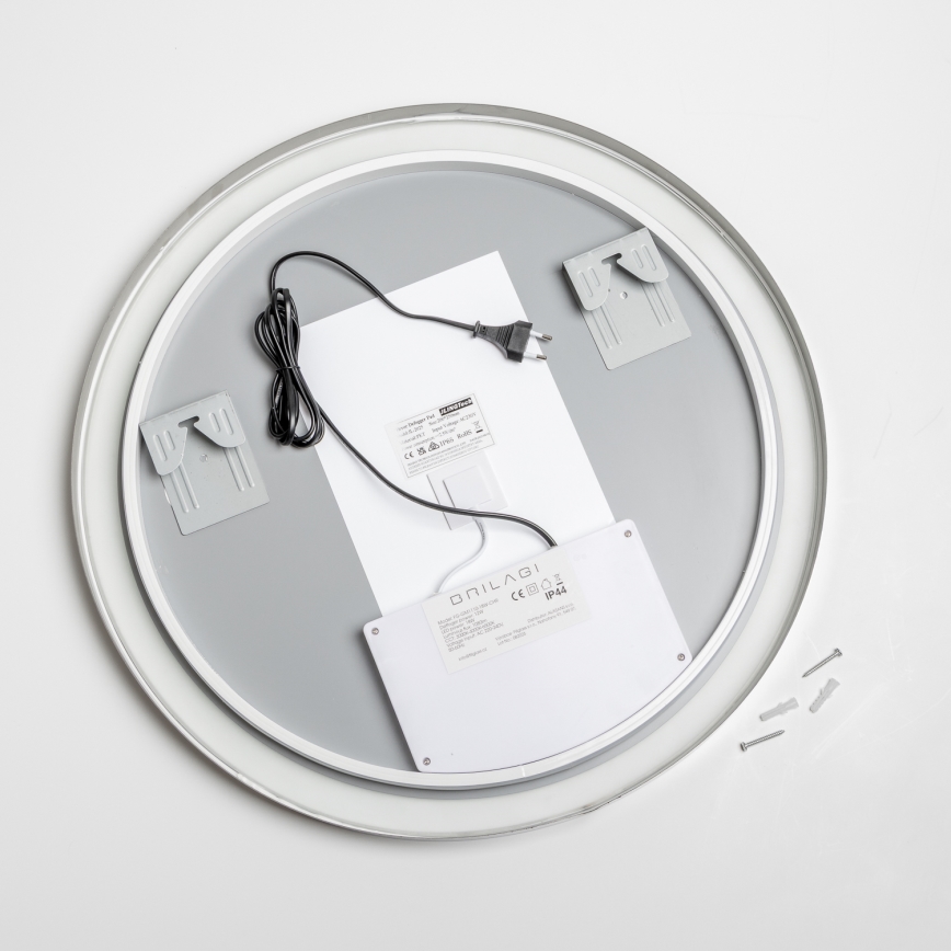 Brilagi - Miroir chauffant pour salle de bains à LED à intensité variable, rétroéclairé ALU PRO LED/18W/230V Ø 60 cm 3000/4000/6500K IP44 chrome brillant CRI 90