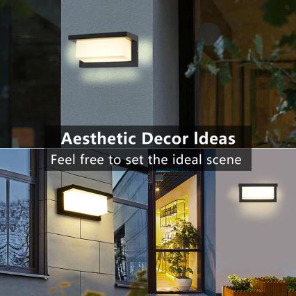 Brilagi - LED-Outdoor-Wandleuchte mit Sensor BRICKY LED/12W/230V schwarz IP54