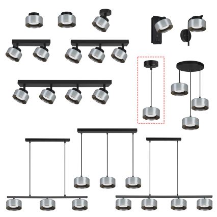 Brilagi - LED Pendelleuchte an Drahtseil AURA LUX 1xGX53/30W/230V schwarz/rauchfarben