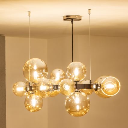 Brilagi - LED-Pendelleuchte an Drahtseil MILLA 15xG9/3W/230V schwarz-chrom/goldfarben