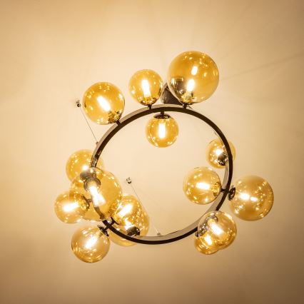 Brilagi - LED-Pendelleuchte an Drahtseil MILLA 15xG9/3W/230V schwarz-chrom/goldfarben