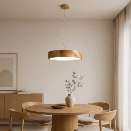Brilagi - LED-Pendelleuchte an Kabel CARVALHO MODERN 3xE27/60W/230V Eiche Ø 47,5 cm