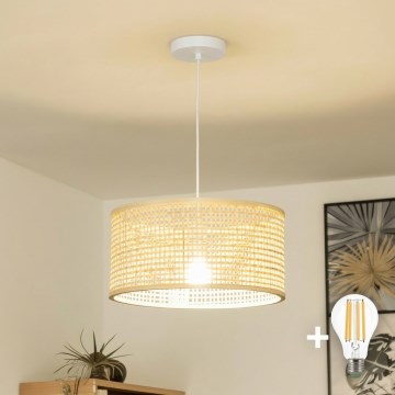 Brilagi - LED-Pendelleuchte an Kabel CERIA BOHO 1xE27/40W/230V Ø 25 cm Bambus