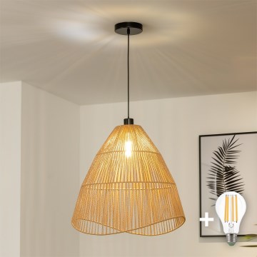 Brilagi - LED-Pendelleuchte an Kabel CERIA BOHO 1xE27/40W/230V Ø 50 cm braun