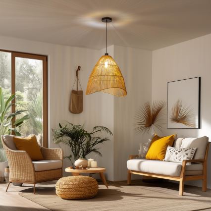 Brilagi - LED-Pendelleuchte an Kabel CERIA BOHO 1xE27/40W/230V Ø 50 cm braun